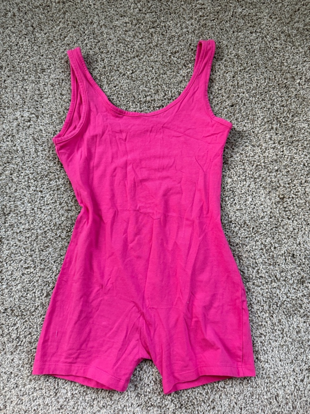 Cotton Hot Pink Fitted Tank Romper Bodysuit Sexy